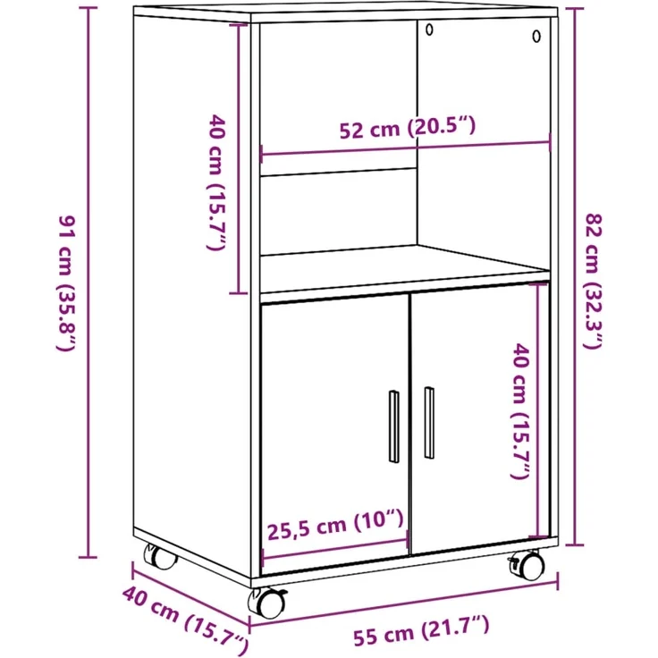 vidaXL Rollschrank Sonoma-Eiche 55x40x91 cm Holzwerkstoff 853184 – Bild 9