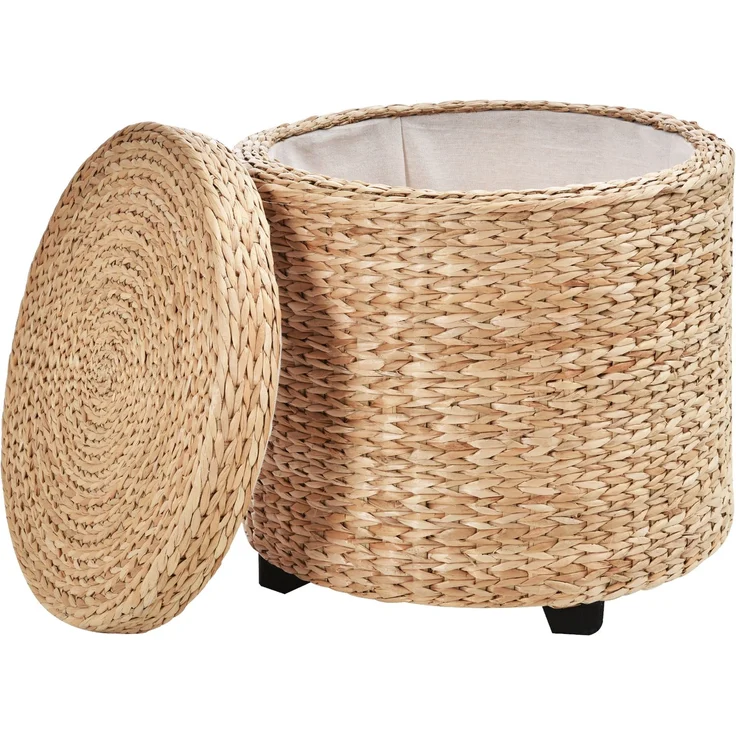 Runder Boho-Sitzsack mit Stauraum und Naturbezug, Couchtisch Ø 43 x 43 cm, Khaki – Bild 2