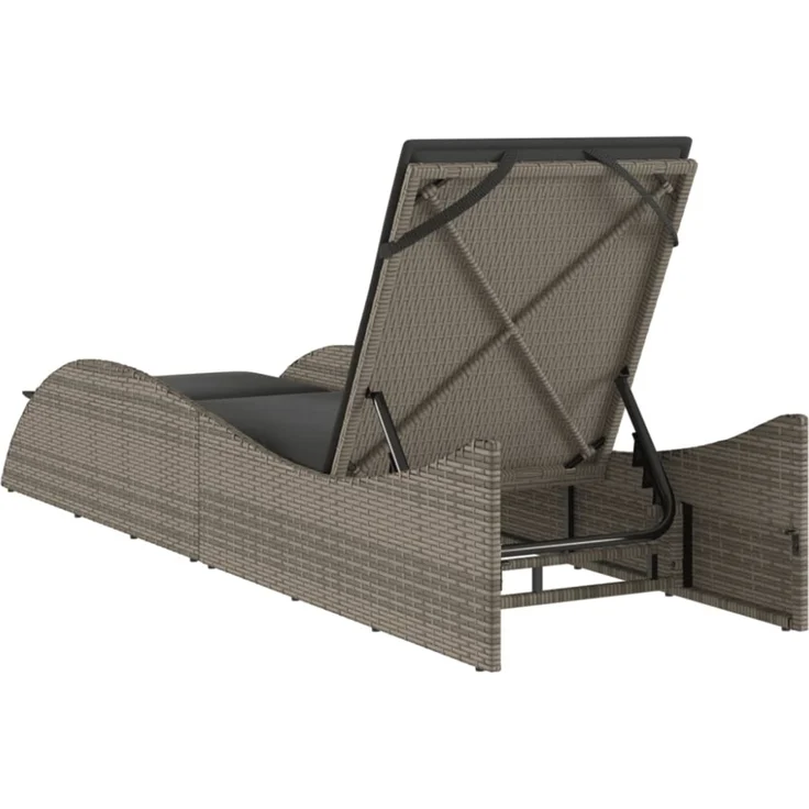 vidaXL Sonnenliege mit Auflage Grau 60x205x73 cm Poly Rattan 368280 – Bild 7