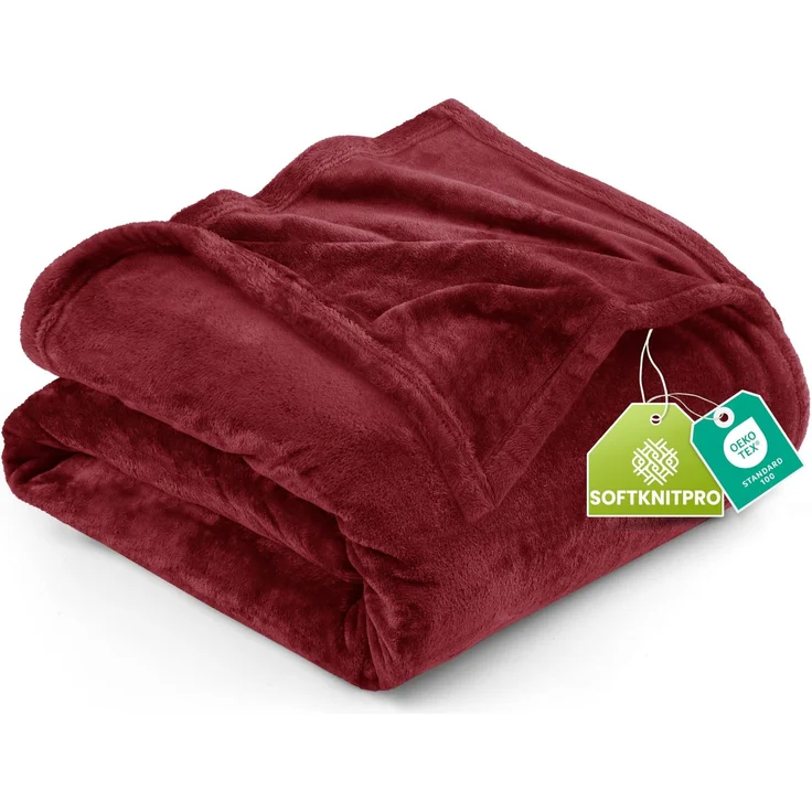 Utopia Bedding Fleecedecke Leichte Decke für Bett, Couch oder Sofa, Geeignet für alle Jahreszeiten [259x228 cm, Burgunder]