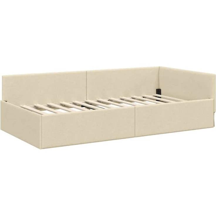 vidaXL Eckbettgestell mit Matratze 2 stk. Creme 90 x 200 cm Stoff 3393603 – Bild 6