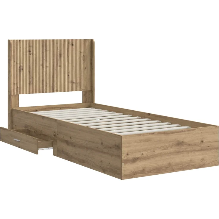 vidaXL Bettgestell mit Stauraum und Kopfteil Artisan-Eiche 3414148 – Bild 5