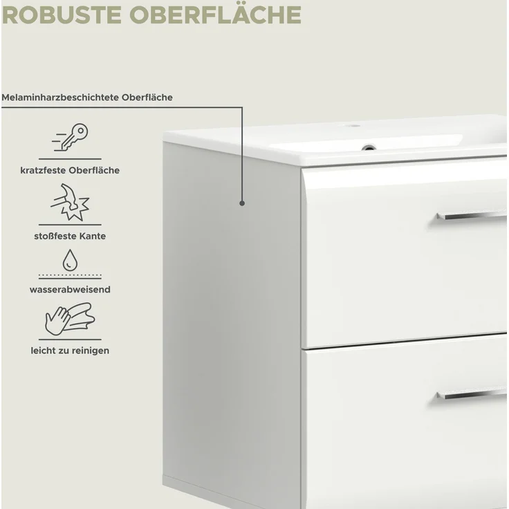 Badkombination (B/H/T: 150x185x30 cm) in weiß hochglanz tiefzieh – Bild 11