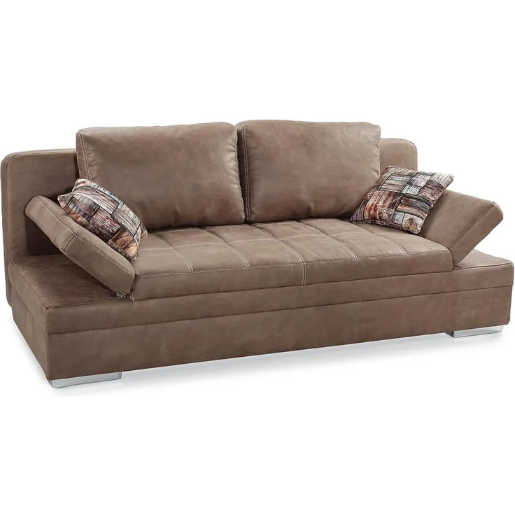 Schlafsofa Armlehnen verstellbar Bettkasten Couch Steppung Antiklederoptik Braun – Bild 9
