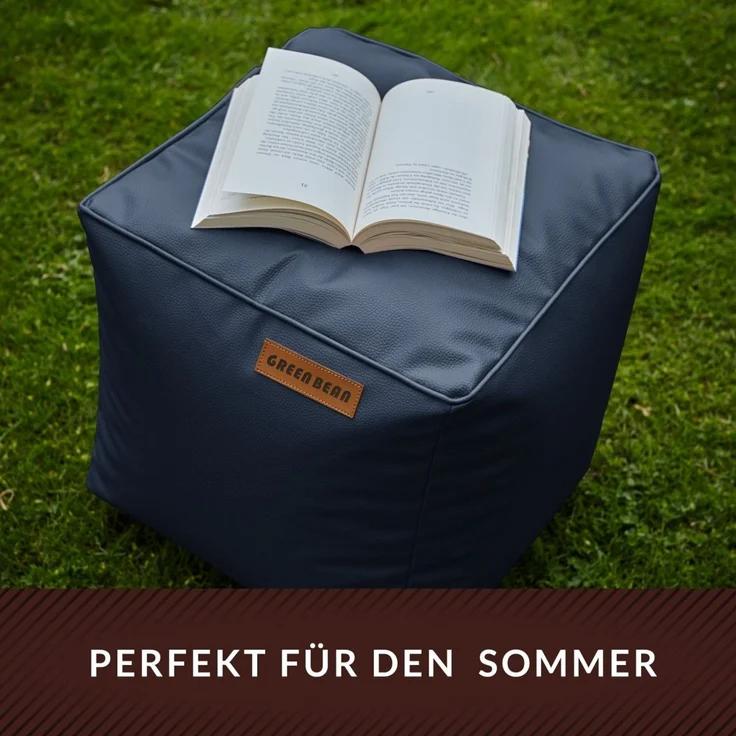 Green Bean® Sitzhocker aus Kunstleder - Pouf mit EPS Perlen Füllung - 40 x 40 cm - perfekte Ergänzung zum Sitzsack - Dunkelblau – Bild 6