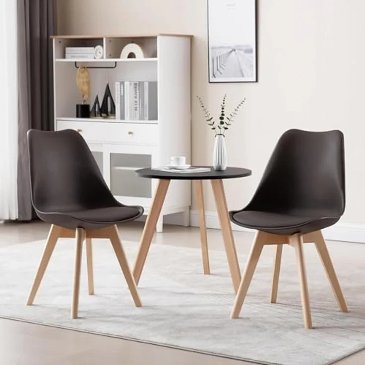 WOLTU 8er Set Esszimmerstühle Küchenstuhl Design Stuhl Esszimmerstuhl Kunstleder Holz Braun EZS69br-8 – Bild 5