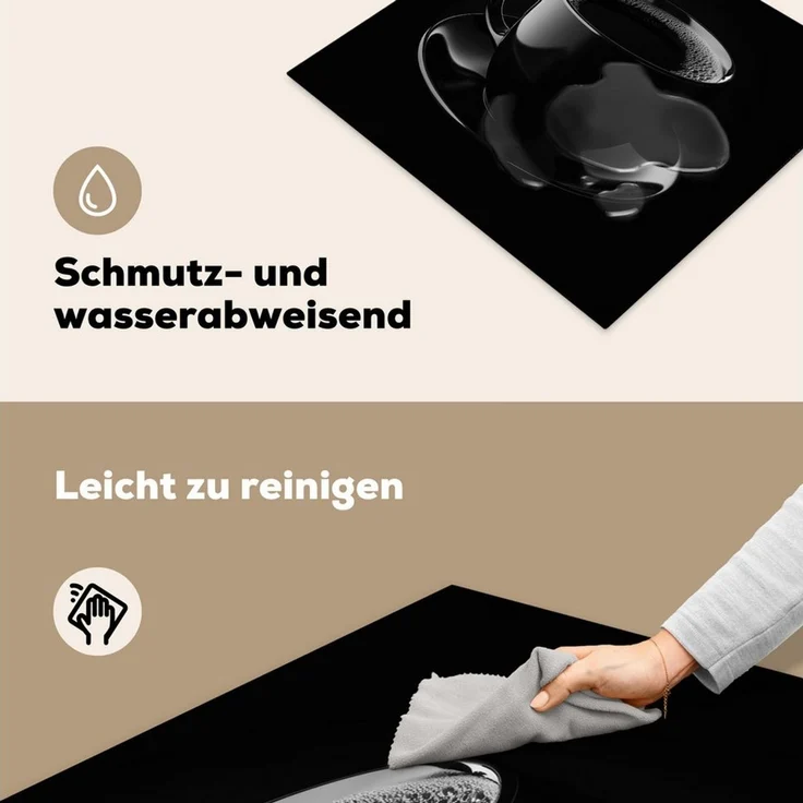 MuchoWow Herd-Abdeckplatte Schwarz - Kaffee - Tasse, Vinyl, (1 tlg), Ceranfeldabdeckung Küche, Herdabdeckplatte Einteilig, 60x52 cm – Bild 4