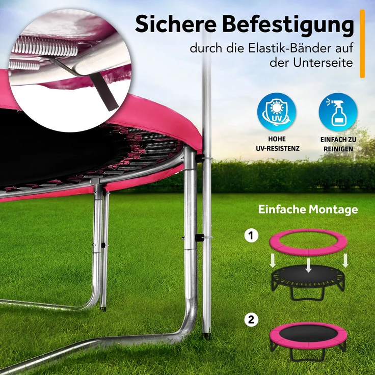 KIDUKU® Trampolin Randabdeckung Pink Ø305 cm Federabdeckung reißfest Randschutz – Bild 4