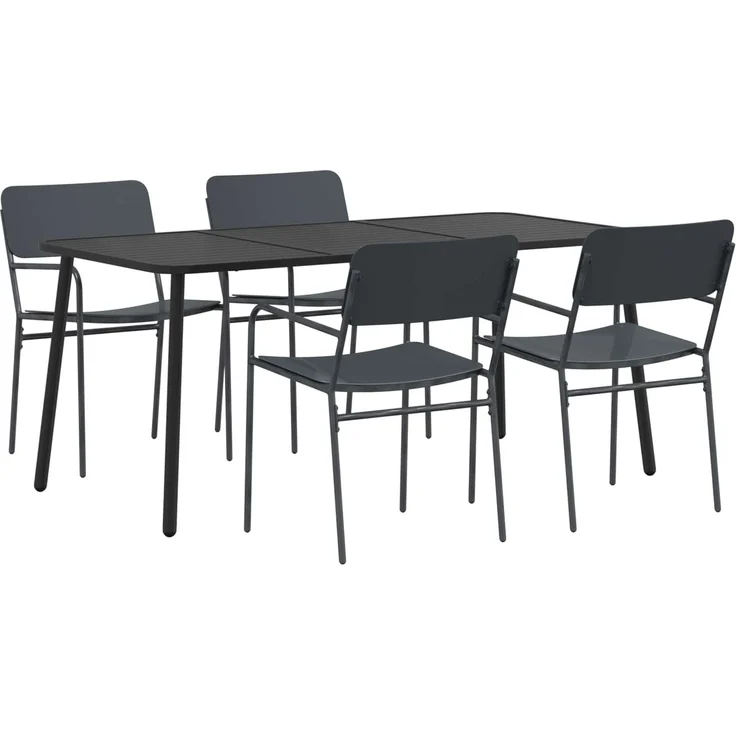 vidaXL Essgruppe 5 stk. Anthrazit 165 x 80 x 72 cm Stahl 3422855 – Bild 2