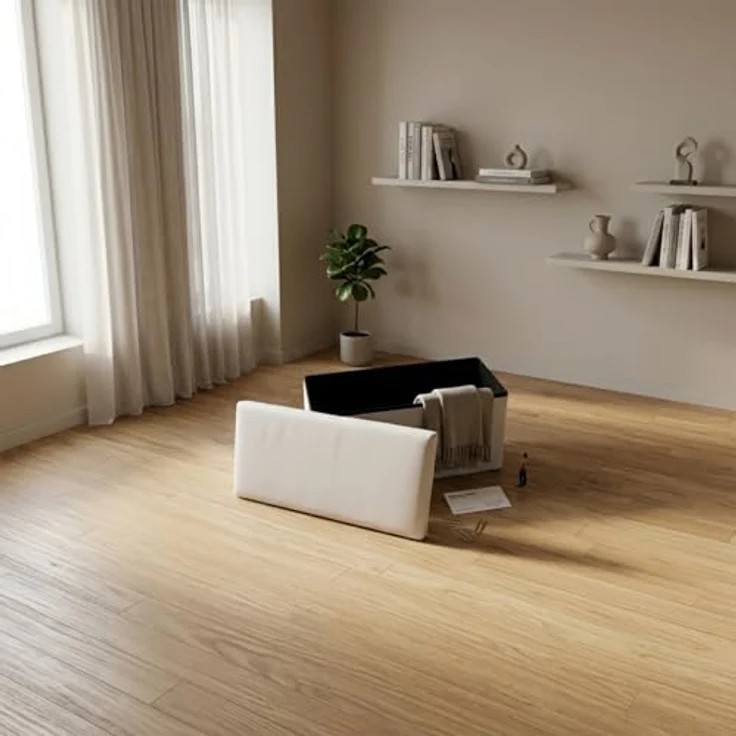 ECHTWERK Sitzbank Faltbare Polsterbank aus hochwertigem Kunstleder, Sitzhocker mit Aufbewahrungsfunktion, Für Wohnzimmer/Schlafzimmer, Bis 300 kg belastbar, Weiß, 76 x 38 x 38 cm – Bild 3