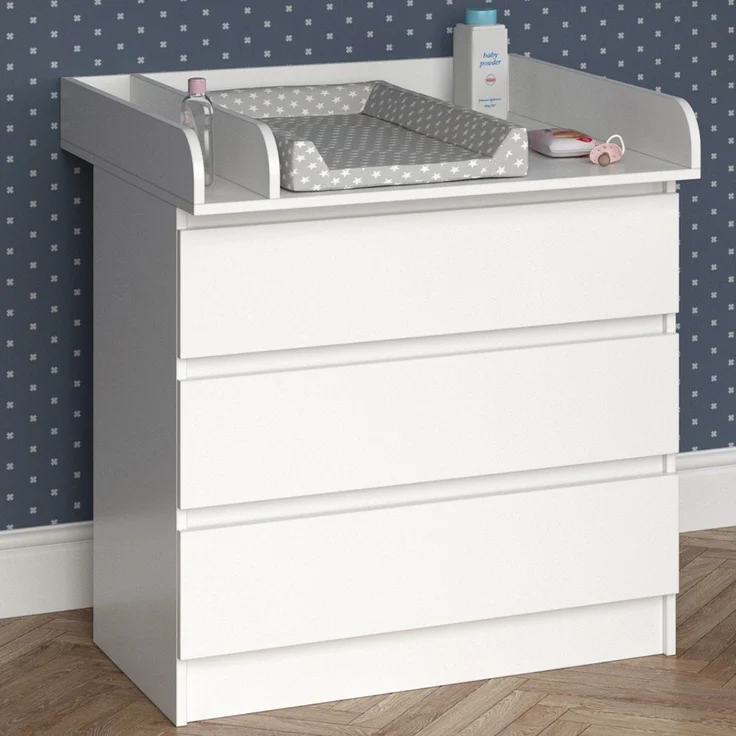 Wickelkommode Emma Weiß 80 x 87 cm mit 3 Schubladen Vicco – Bild 5