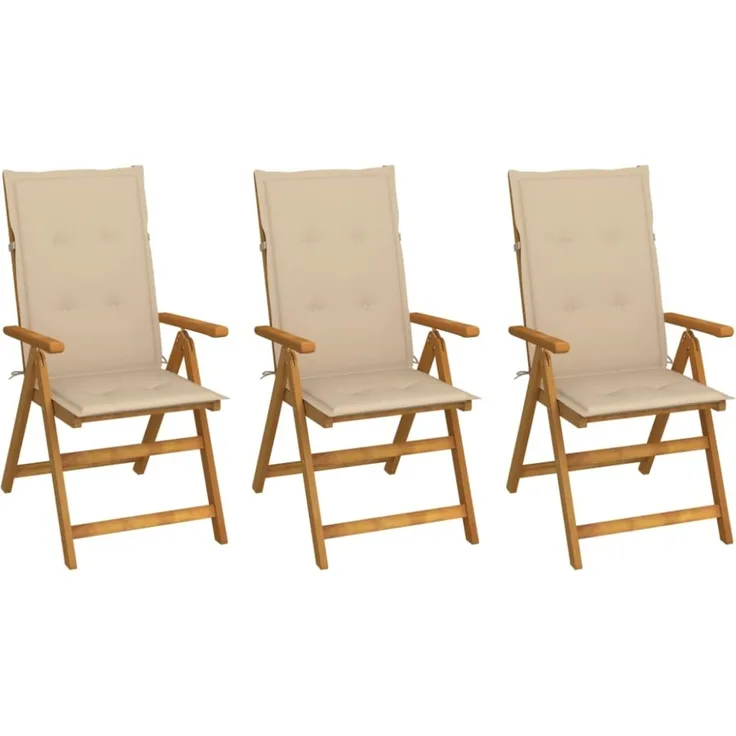 vidaXL Klappbare Gartenstühle 3 Stk. mit Auflagen Massivholz Akazie 3064092