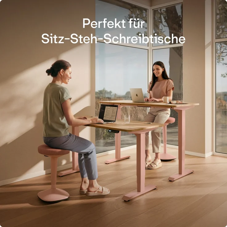 Ergonomischer Balancehocker Desktronic – Höhenverstellbarer Stehhocker für Homeoffice & Stehschreibtisch, Aktivsitz-Hocker mit Wippfunktion, rutschfester Standfuß – Rosa – Bild 6