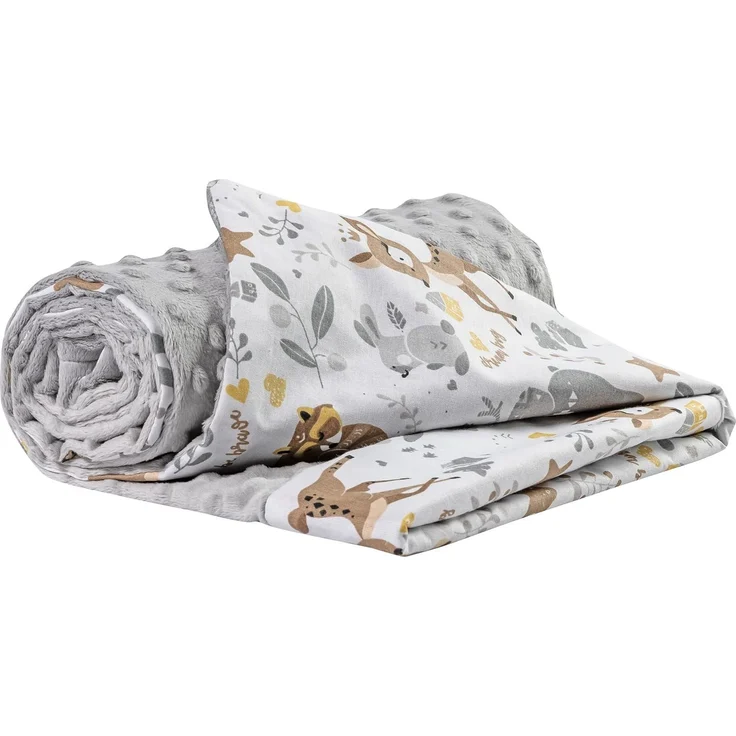 Medi Partners Babydecke Baby Decke Neugeborenen - Kuscheldecke Geschenk Babydecken 75x100cm für Kleinkinder Mädchen Krabbeldecke Kinderbett Kinderwagen 100% Baumwolle (REH mit grauem Minky) – Bild 1