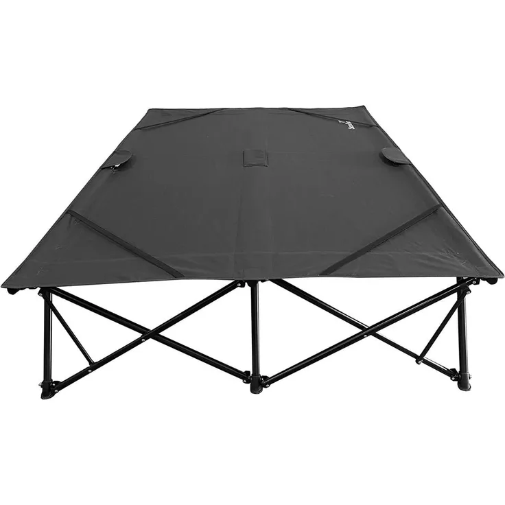Skandika Campingliege Bodo, Doppelliege für 2 Personen, klappbar, 250 kg belastbar, Outdoor Faltbare Gartenliege, Gästebett, wetterfest, Tragetasche mit Rollen