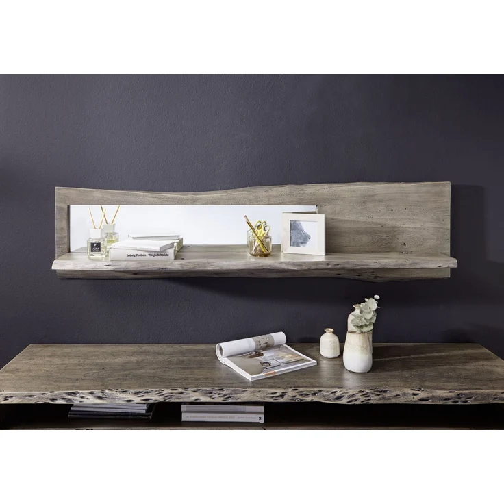 Wandregal Akazie 165x22x38 grau lackiert PURE ACACIA #906 – Bild 3