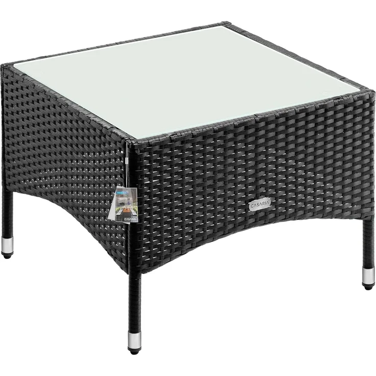 CASARIA® Polyrattan Beistelltisch 58x58x42cm Schwarz