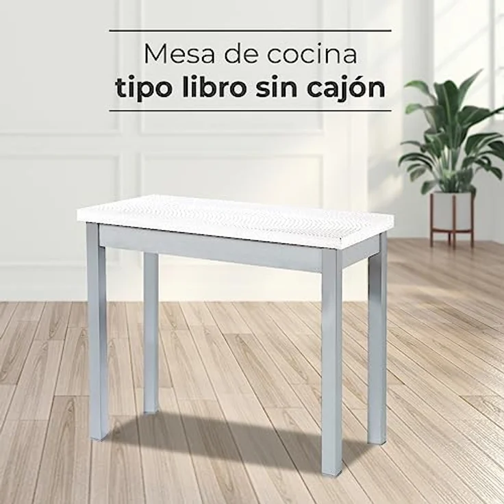 ASTIMESA Küchentisch im Buchstil ohne Schublade und Platte aus laminiertem Holz, Cervino, 80 x 40 cm a 80 x 80 cm – Bild 3