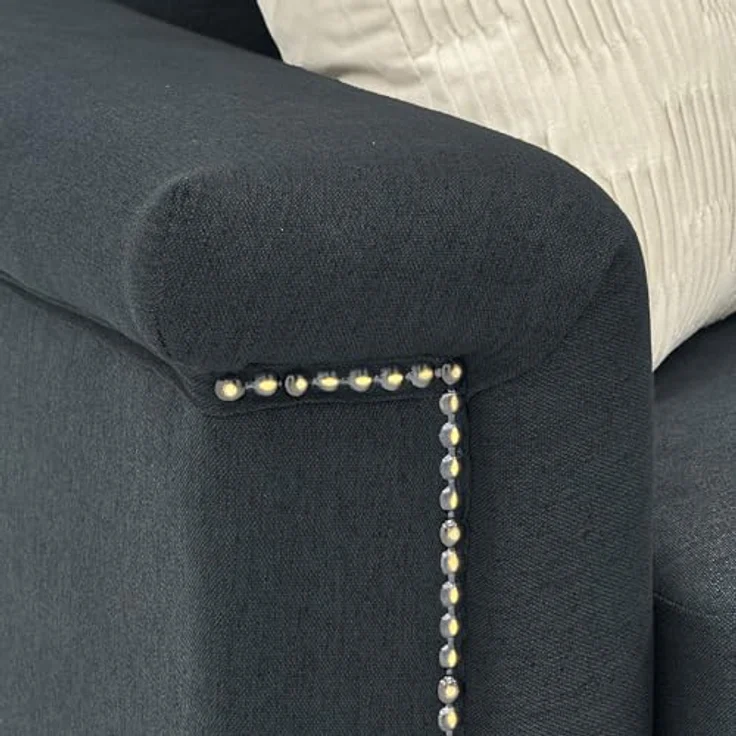 Ball & Cast 2 Sitzer Sofa mit Metallbeinen, Jugendsofa mit Klassischer Nietenverzierung, Elegant Skandinavischer Stil für Wohnzimmer, 172 x 81.5 x 73.5 cm (BxHxT), Dunkelgrau – Bild 7