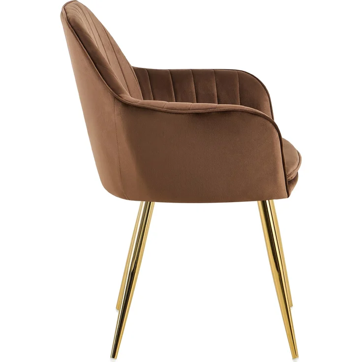 Esszimmerstuhl SULIS - Samt Braun 60x86x57 cm Gold | Essstühle Esszimmerstühle Küchenstühle Wohnzimmerstühle – Bild 5