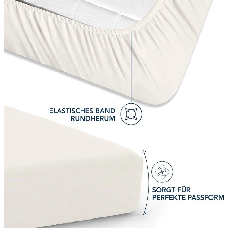 Dreamzie Spannbettlaken 180x200 cm - 35 cm Tiefe Tasche - 100% Mikrofaser Bettlaken - Elfenbein, Schadstoffgeprüft(Oeko TEX), Bettlaken mit Gummizug – Bild 3