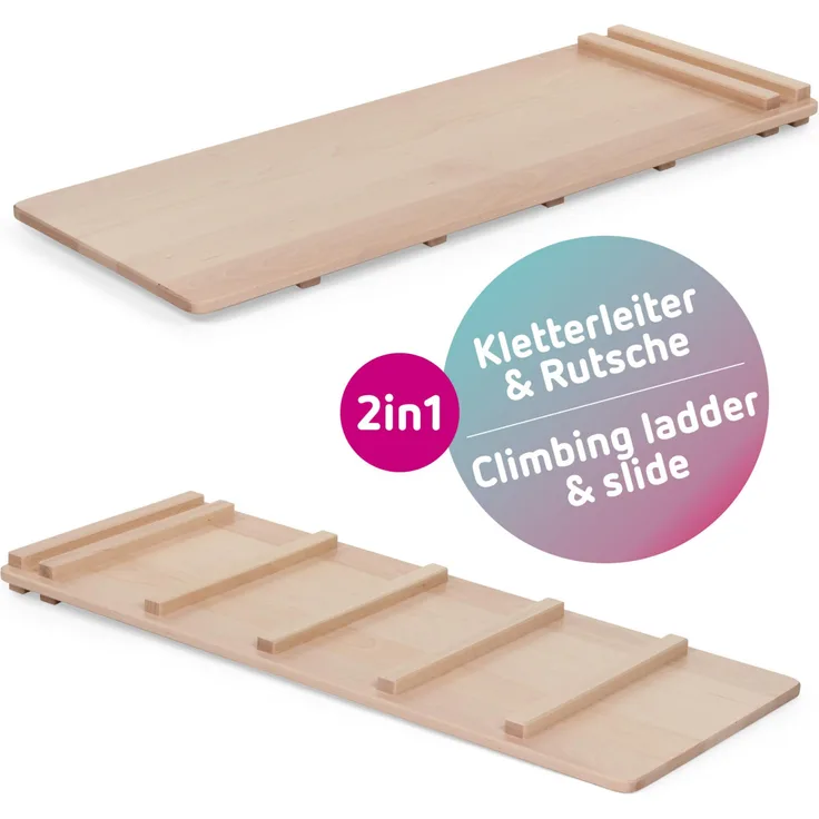 babybay Kletterleiter und Rutsche Littlefoot 2-in-1 für Lernturm und Kletterdreieck, natur lackiert