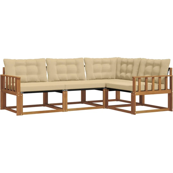 vidaXL Outdoor-Sofagarnitur 4 stk. 4-Sitzer Natur und Beige 3369408 – Bild 2
