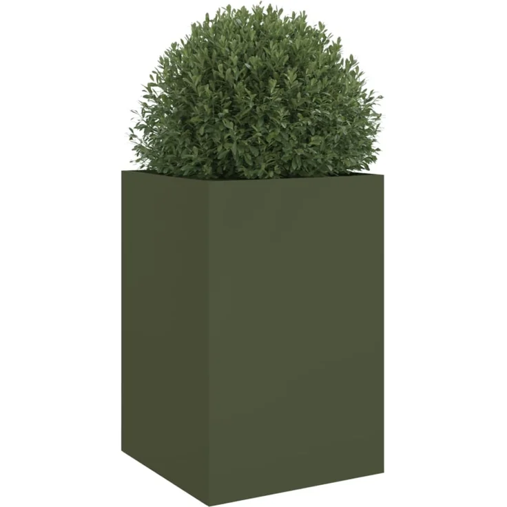 vidaXL Pflanzkübel Olivgrün 52x48x75 cm Stahl 841586 – Bild 3