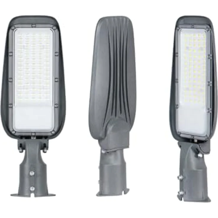 LUXULA LED Straßenlaterne 50W, 3000K Warmweiß, IP65, wetterfest, grau, für Mast- oder Wandmontage, ideal für Hof, Parkplatz und Wege – Bild 2
