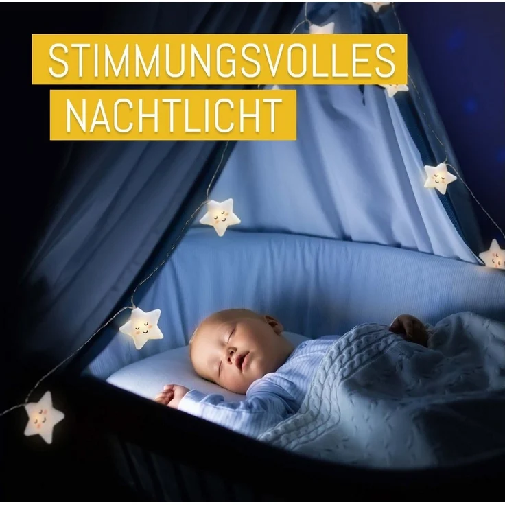 COZY HOME Lichterkette Sterne für Kinder, mit APP steuerbar, Batterie & Stecker, 20 warmweiße Sterne, 8 Modi, Dimmbarkeit & Musikmodus – Bild 2