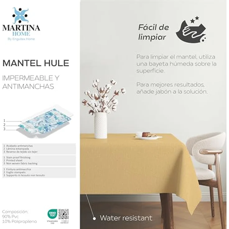 Martina Home Wachstuchtischdecke, Senfgelb, 240x140 cm – Bild 5