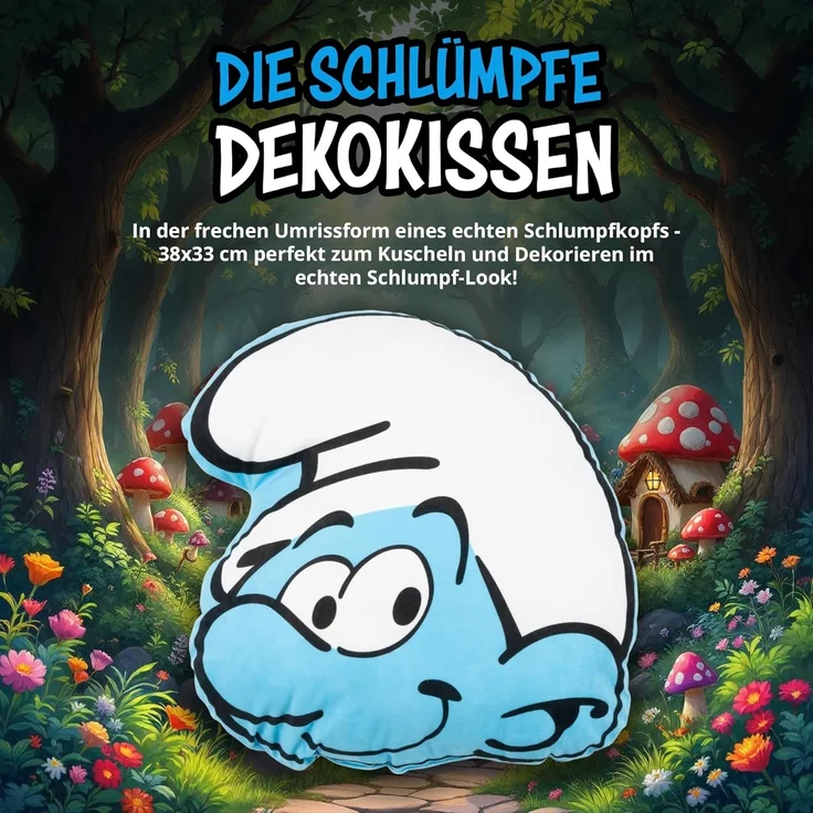United Labels® Dekokissen Die Schlümpfe Kissen Plüsch Zierkissen Kopfkissen 37 x 33 cm – Bild 2