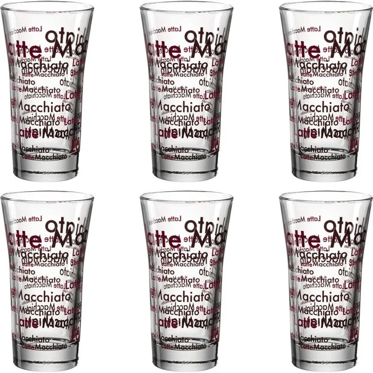 montana: :enjoy Latte Macchiato Becher, 6er Set, Kaffeebecher, Kaffeetasse, Kaffeeglas, Glasbecher, Glas, 190 ml, 065038