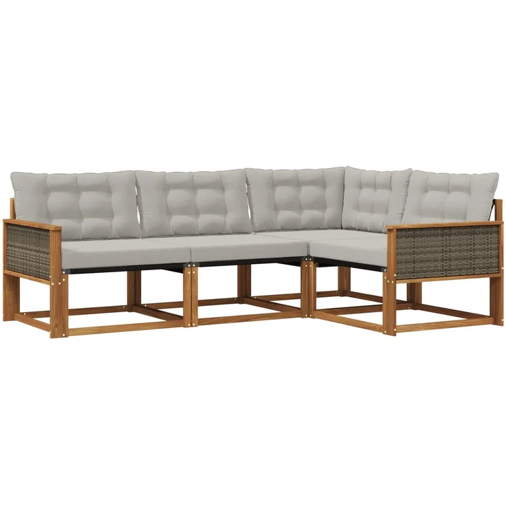 vidaXL Outdoor-Sofagarnitur 4 stk. 4-Sitzer Natur und Hellgrau 3381387 – Bild 2