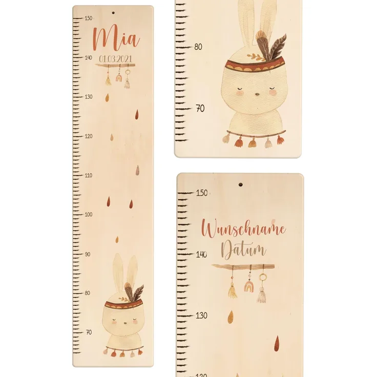 KIDSMOOD - Messlatte für Kinderzimmer Personalisiert, 70-140 cm - Messlatte Kinder Holz personalisiert Mit Namen für Baby- & Kleinkinderzimmer - Individuelles Geschenk für Kinder und Babys zum Geburt