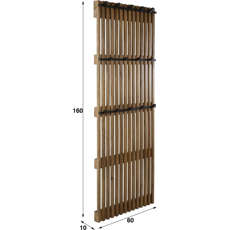 Garderobe Mangoholz massiv, modern mit 14 Haken, Latten-Design, Braun, nachhaltig gefertigt – Bild 2