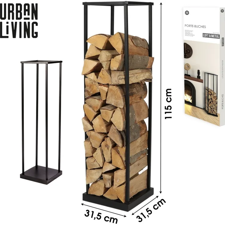 Urban Living Holzstapelregal 31,5 x 31,5 x H115 cm Kaminholzregal 54179