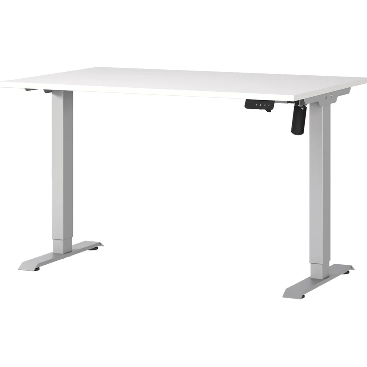 Germania Schreibtisch 8022-639, in Weiß/Silber, elektr. höhenverstellbar, 120 x 119 x 80 cm (BxHxT) – Bild 1