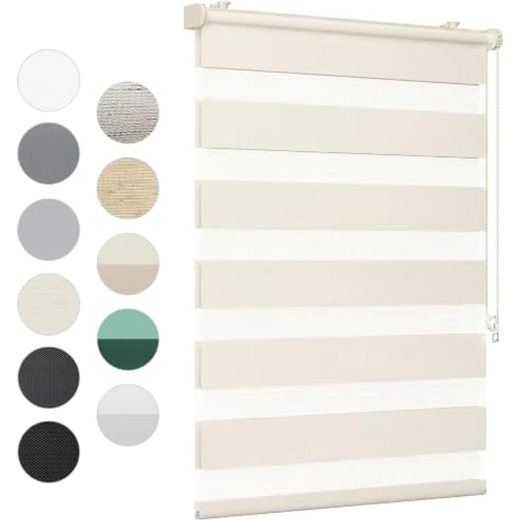 Sekey Doppelrollo Klemmfix ohne Bohren für Fenster | Duo Rollo Jalousie Sonnenschutz Wandmontage Deckenmontage Klemmrollo für Fenster & Tür Beige – Bild 8