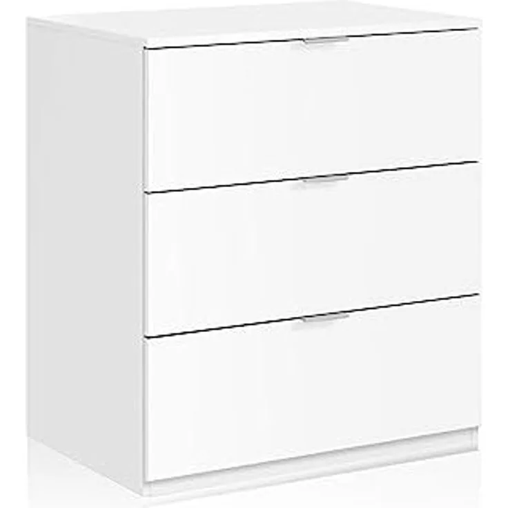 Habitdesign Kommode 3 Schublade ist, Kunststoff Holz, mattweiß, Cómoda