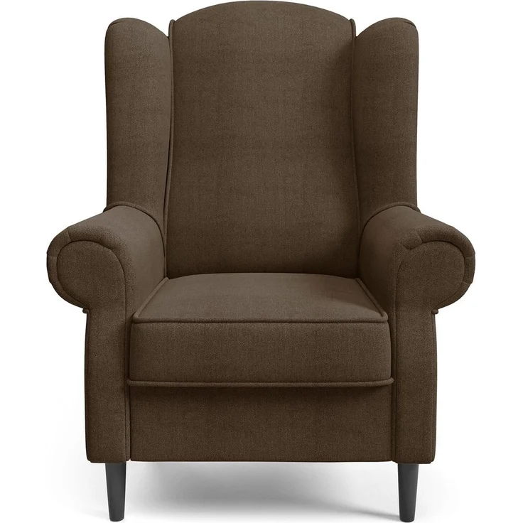 Sessel BAROS Ohrensessel, Armlehnen und ergonomische Rückenlehne, für Wohnzimmer hohe Rückenlehne Bonellfedern, schwarze Holzfüße - Stoff Alfa 08, 107 x 52 x 78 cm – Bild 5