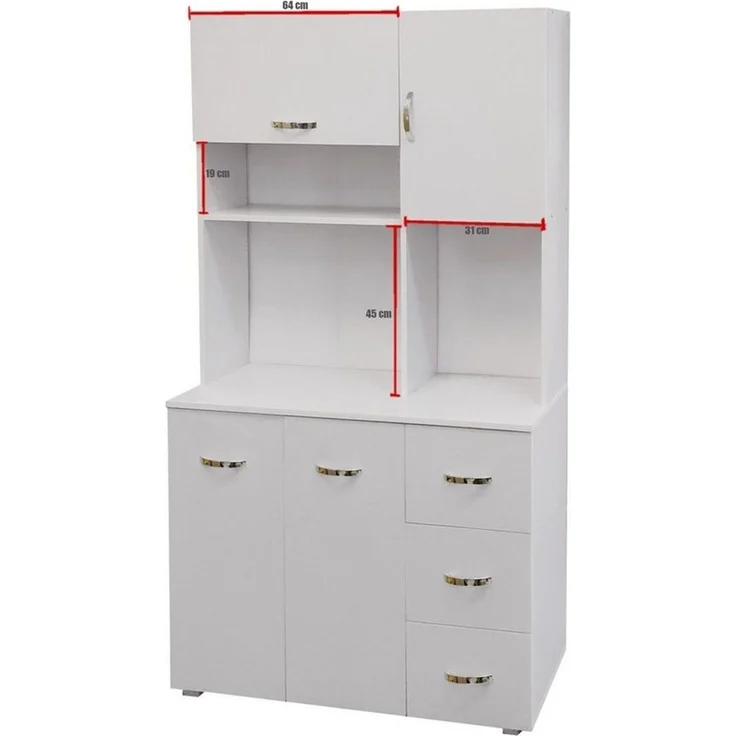 HTI-Living Hochschrank Küchenschrank Weiß Blanca (Stück, 1-St, 1 Schrank) Küchenbuffet – Bild 2