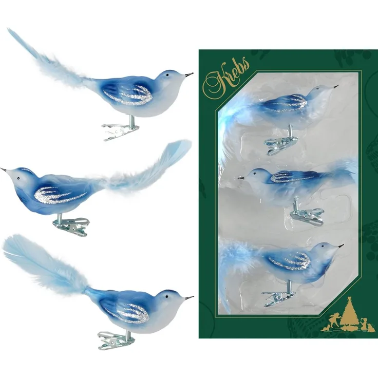 Krebs Glas Lauscha Weihnachtsbaumklammer CBK80872, Weihnachtsdeko, Christbaumschmuck (3-tlg), Glasvogel