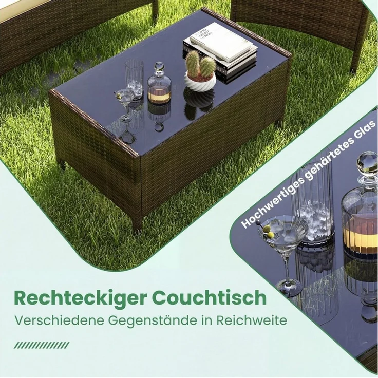 KOMFOTTEU Balkonset, Gartenmöbel Set mit 2-Sitzer Sofa, Tisch & 2 Stühlen – Bild 4