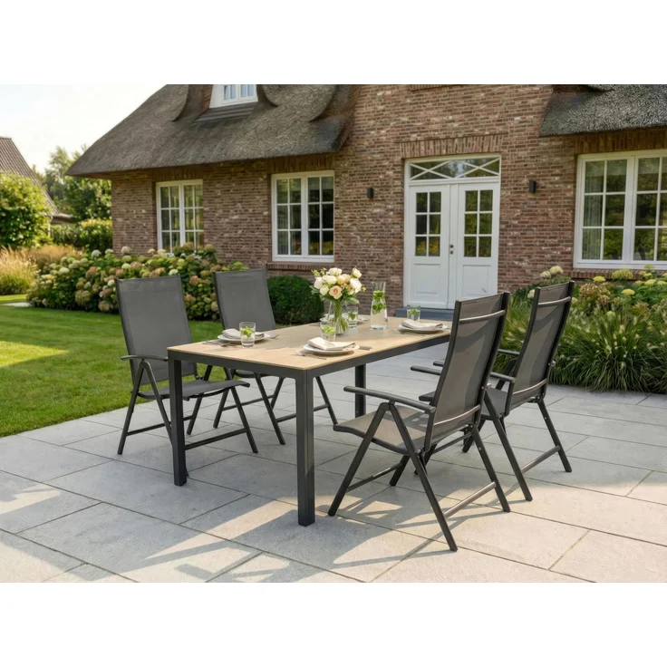 LC Garden GARVIO Klappsessel,Sitz und Rücken Textilen AnthrazitGestell Alu Anthrazit (max110KG ) - H 105 cm x T 68 cm x B 55 cm – Bild 2