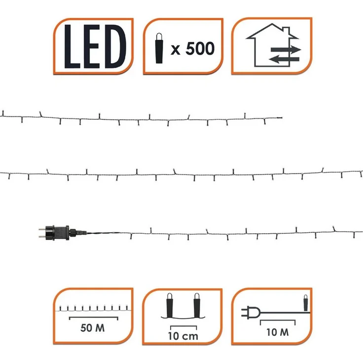 Spetebo LED-Lichterkette LED Weihnachts Außen Lichterkette - 50 m / 500 LED, Garten Deko Beleuchtung - warm weiß – Bild 1