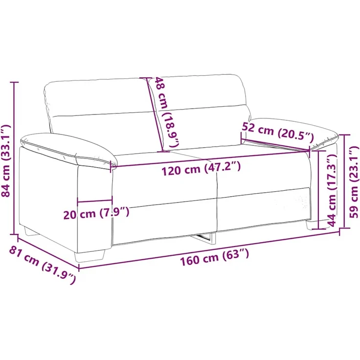 vidaXL 2-Sitzer-Sofa Creme 160x81x84 cm Kunstleder 4105333 – Bild 8