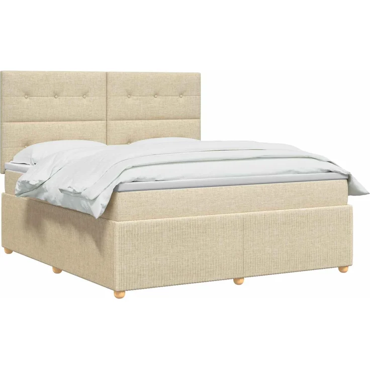 vidaXL Boxspringbett mit Matratze Creme 180 x 200 cm Stoff 3454457 – Bild 3