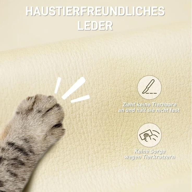Bürostuhl 66x72x113-121 cm mit Fußstütze, verstellbarer Rückenlehne und Kunstleder in Beige – Bild 4