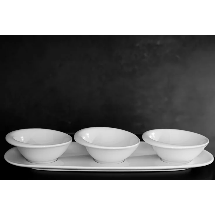 Mira 4-teiliges Snackschalen-Set mit Servierplatte, Weiß - modern & stilvoll – Bild 3